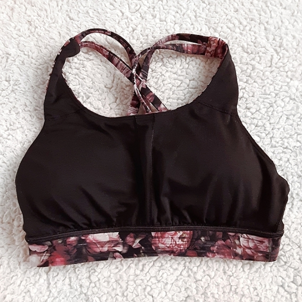 LULULEMON ATHLETICA Nulux Energy Peony Print Strappy Sports Bra Size 4 / XSmall - Picture 3 of 11